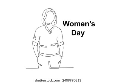 A woman stood up gallantly. Womens day one-line drawing