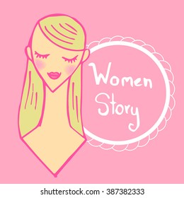 Woman story cartoon vector.