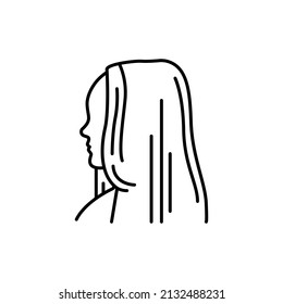 Woman straight hair color line icon. Beauty industry. Hairdresser service. Pictogram for web page, mobile app, promo.
