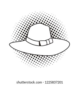 woman straw hat black and white