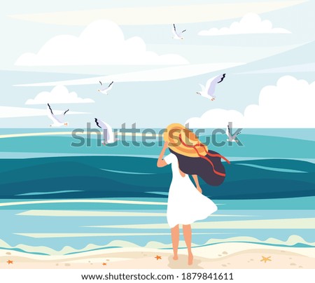 Similar – Image, Stock Photo Seagull on the beach coast in Ibiza in summer