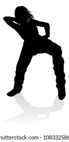 A woman street dance hip hop dancer in silhouette