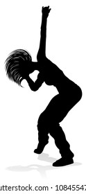 A woman street dance hip hop dancer in silhouette