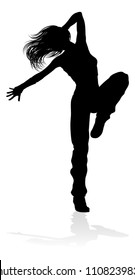 A woman street dance hip hop dancer in silhouette svg