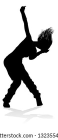 A woman street dance hip hop dancer in silhouette