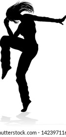 A woman street dance hip hop dancer in silhouette