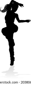 A Woman Street Dance Hip Hop Dancer In Silhouette