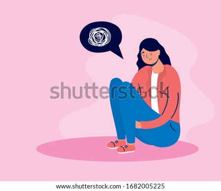 woman with stress attack character vector illustration design