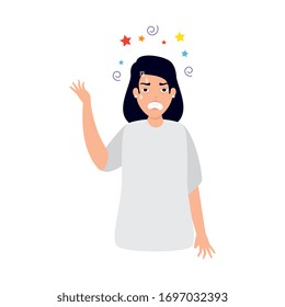 Woman With Stress Attack Icon Vector Illustration Design