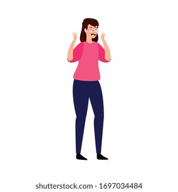 woman with stress attack icon vector illustration design