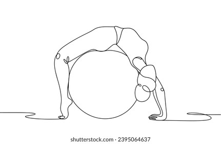 A woman stretches her back muscles on a fitball. International Women's Sports Day. Vector illustration. Images produced without the use of any form of AI software at any stage. 
