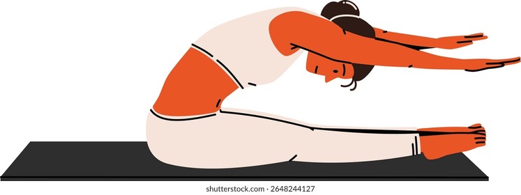 Woman stretching forward on mat in a deep pose—great for yoga, flexibility, or calming content.
