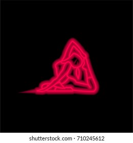 Woman Stretching Her Body On the Floor red glowing neon ui ux icon. Glowing sign logo vector
