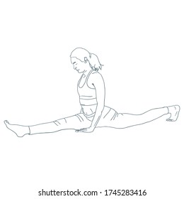 woman stretching her legs outline sport vector illustration