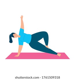 woman stretching movements to flex stiff muscles and refresh the mind vector illustration design