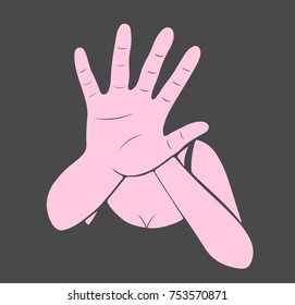 Woman stretching out hand for self-defense. Creative vector for stop violence against women design illustration. 