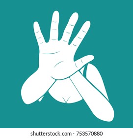 Woman stretching out hand for self-defense. Creative vector for stop violence against women design illustration. 