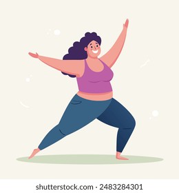 A woman strikes a yoga pose, showing movement and balance