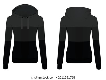 Woman striped hoodie. vector illustration