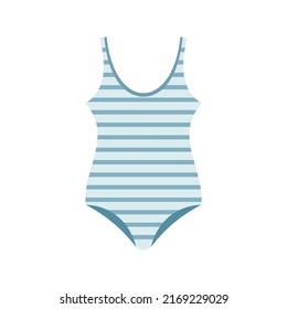 Woman Striped Swimwear Icon. Flat Illustration Of Woman Striped Swimwear Vector Icon Isolated On White Background