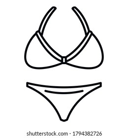 Woman Striped Swimwear Icon. Outline Woman Striped Swimwear Vector Icon For Web Design Isolated On White Background