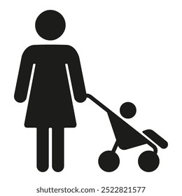 Woman and stroller black simple symbol