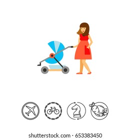 Woman with a stroller icon