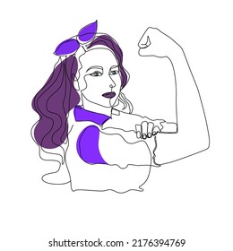 Woman Strong One Line Art