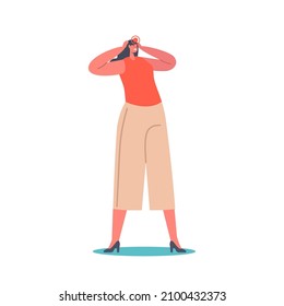 Woman with Strong Pain. Female Character Feeling Head Ache, Health Problem, Disease Symptoms and Body Sickness. Result of Stroke, Stress or Booze. Cartoon People Vector Illustration