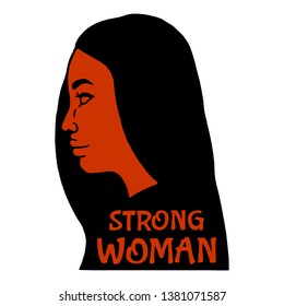 Woman. Strong Woman. Struggle for Freedom. Feminism. LGBT. Woman Silhouette on white background isolated. Stock Vector Illustration.
