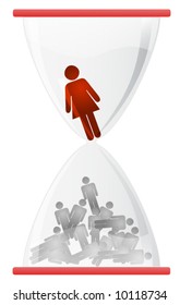 Woman in struggle hourglass