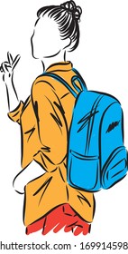 woman student with back pack vector illustration