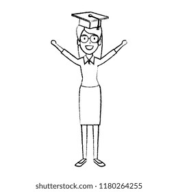 woman student celebrating with hat graduation