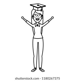 woman student celebrating with hat graduation