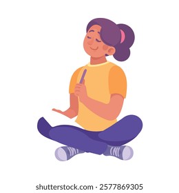 Woman Student Character Sit with Paper and Pen Vector Illustration