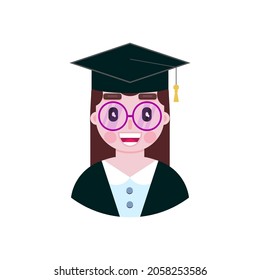 Woman student in flat style on white background.