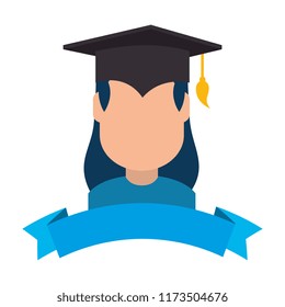 woman student graduated avatar character