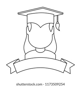 woman student graduated avatar character