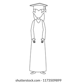 woman student graduated avatar character