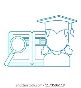 woman student graduated with book and magnifying
