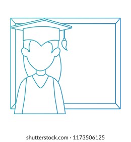 woman student graduated with chalkboard
