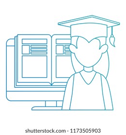 woman student graduated with computer and book