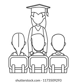 woman student graduated with students class