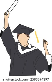 Woman student graduated from university, college. Girl in bachelor cap, academic hat, holding diploma of master degree, graduation certificate. Flat vector illustration isolated on white background