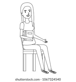 woman student sitting in chair avatar character