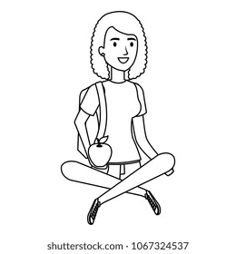 woman student sitting on the floor avatar character