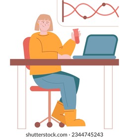 Woman study chemistry science online vector icon