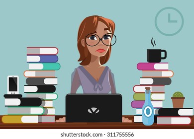 woman studying
