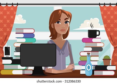 woman studying