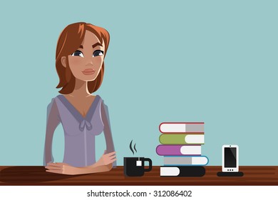 woman studying